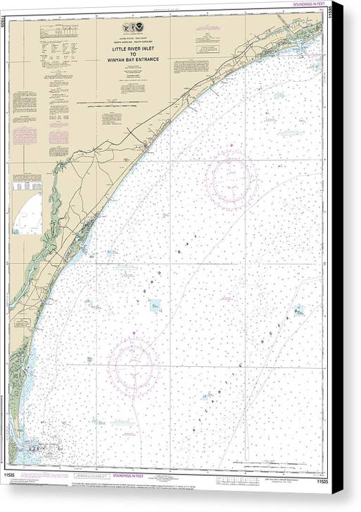 Nautical Chart-11535 Little River Lnlet-winyah Bay Entrance - Canvas Print