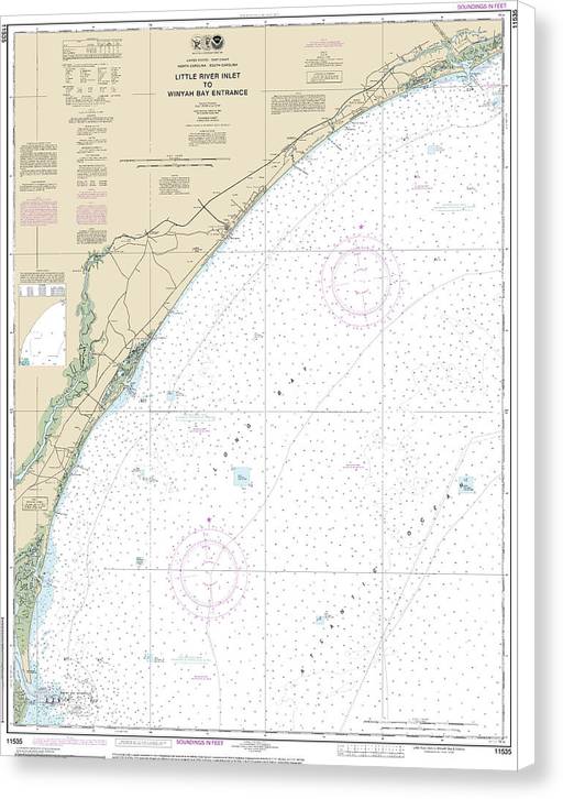 Nautical Chart-11535 Little River Lnlet-winyah Bay Entrance - Canvas Print