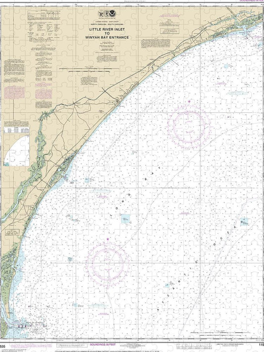 Nautical Chart 11535 Little River Lnlet Winyah Bay Entrance Puzzle