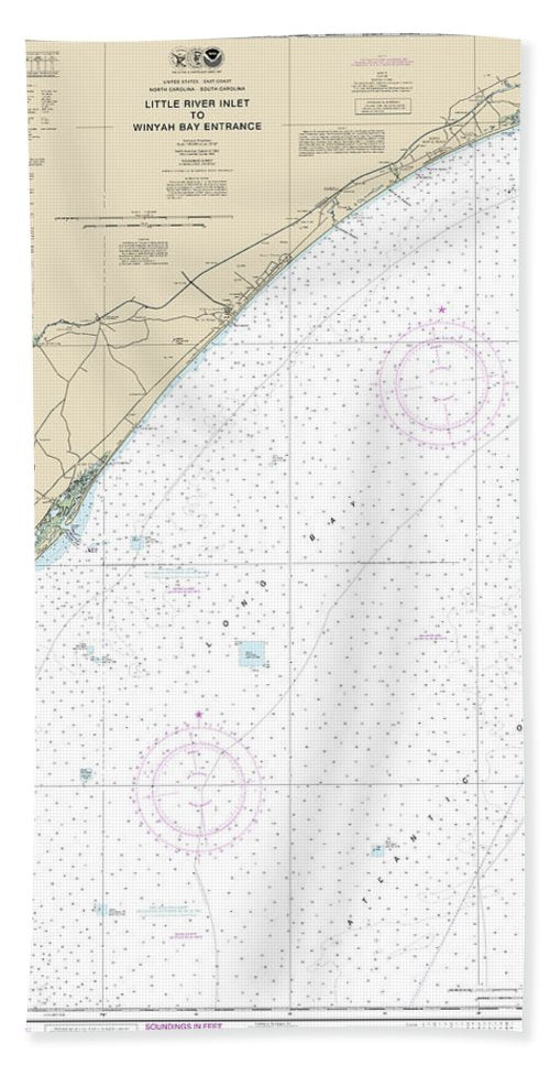 Nautical Chart 11535 Little River Lnlet Winyah Bay Entrance Bath Towel