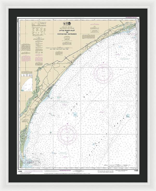 Nautical Chart-11535 Little River Lnlet-winyah Bay Entrance - Framed Print