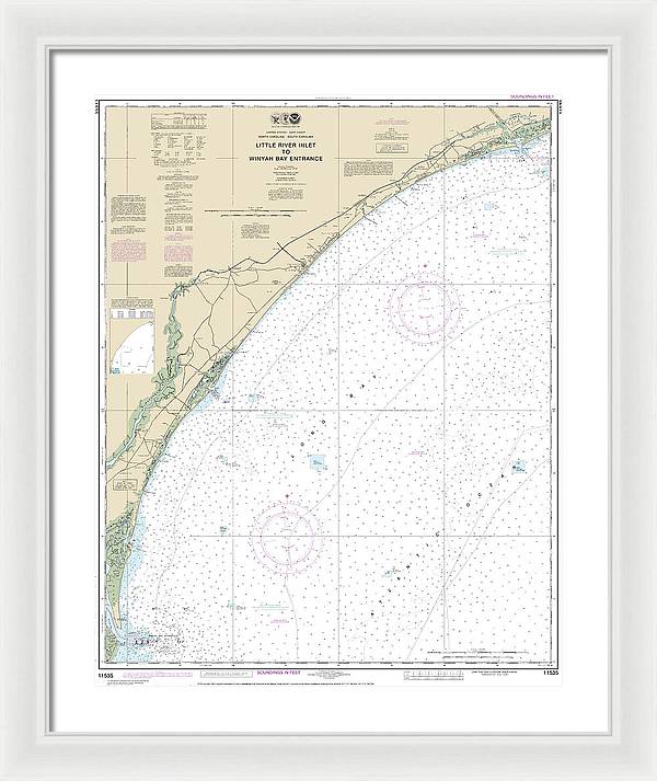 Nautical Chart-11535 Little River Lnlet-winyah Bay Entrance - Framed Print