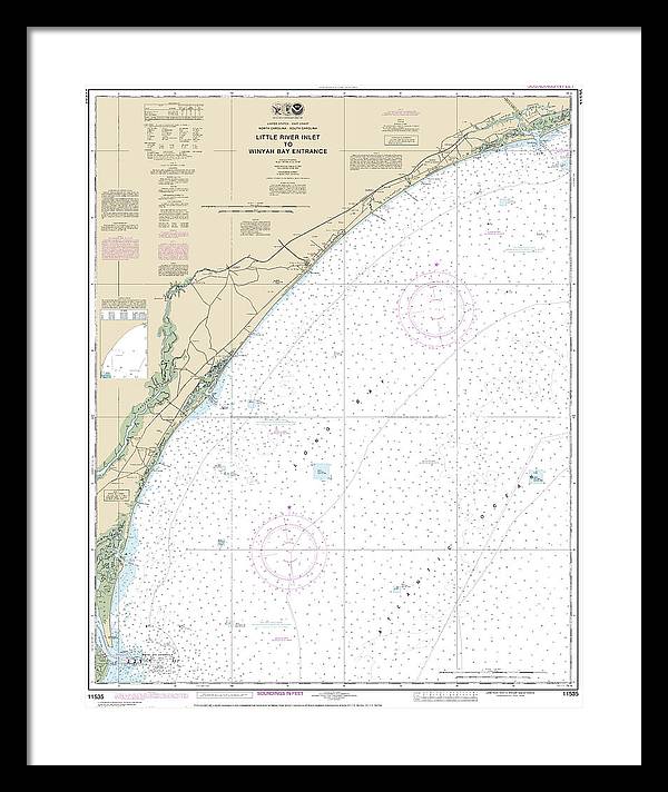 Nautical Chart-11535 Little River Lnlet-winyah Bay Entrance - Framed Print