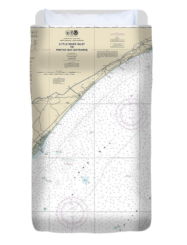 Nautical Chart-11535 Little River Lnlet-winyah Bay Entrance - Duvet Cover