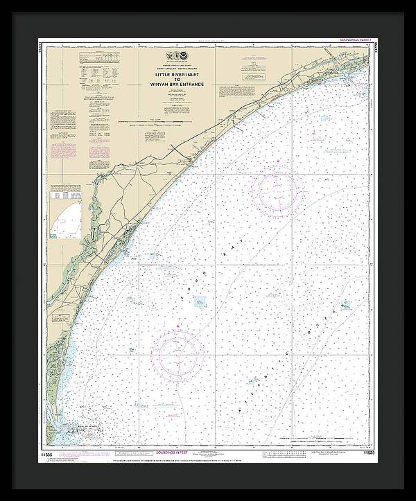 Nautical Chart-11535 Little River Lnlet-winyah Bay Entrance - Framed Print