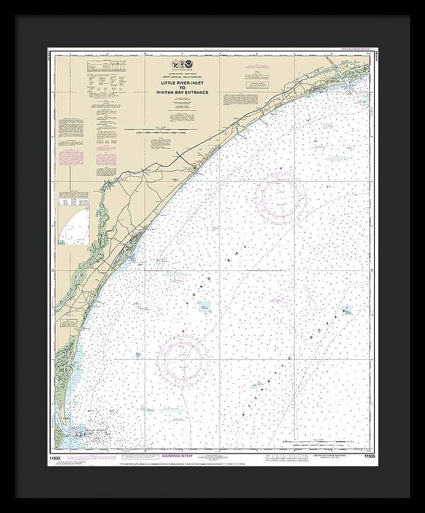 Nautical Chart-11535 Little River Lnlet-winyah Bay Entrance - Framed Print