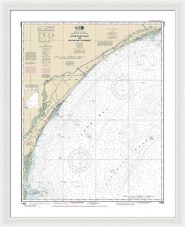 Nautical Chart-11535 Little River Lnlet-winyah Bay Entrance - Framed Print