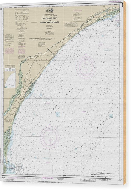 Nautical Chart-11535 Little River Lnlet-Winyah Bay Entrance Wood Print