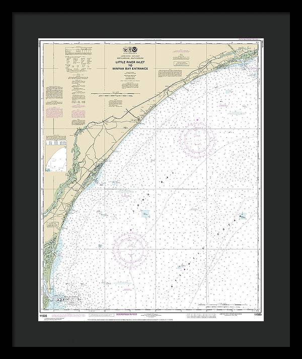 Nautical Chart-11535 Little River Lnlet-winyah Bay Entrance - Framed Print