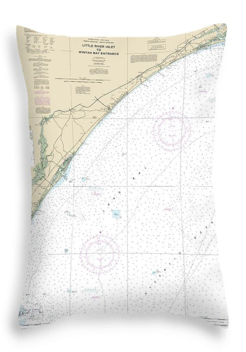 Nautical Chart-11535 Little River Lnlet-winyah Bay Entrance - Throw Pillow