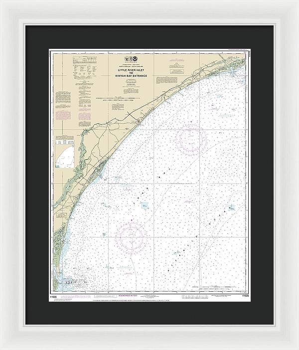 Nautical Chart-11535 Little River Lnlet-winyah Bay Entrance - Framed Print