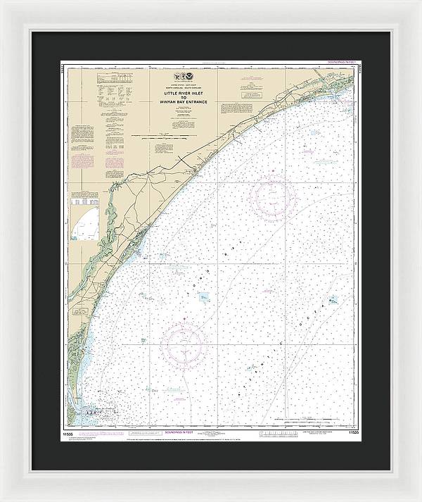 Nautical Chart-11535 Little River Lnlet-winyah Bay Entrance - Framed Print