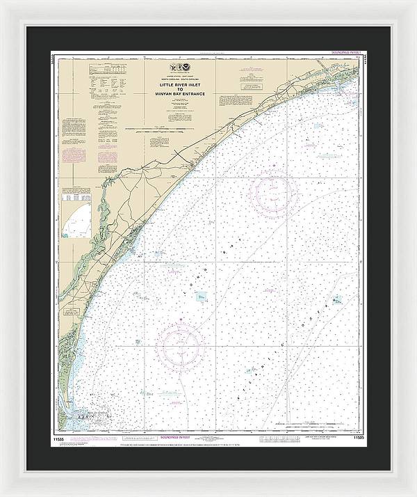 Nautical Chart-11535 Little River Lnlet-winyah Bay Entrance - Framed Print