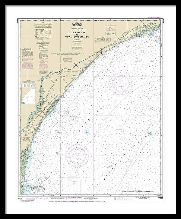 Nautical Chart-11535 Little River Lnlet-winyah Bay Entrance - Framed Print