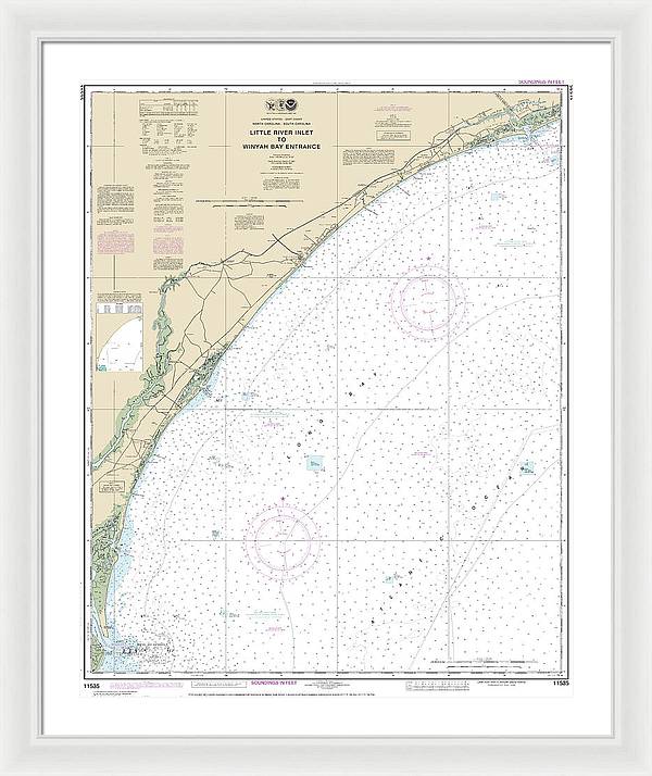 Nautical Chart-11535 Little River Lnlet-winyah Bay Entrance - Framed Print