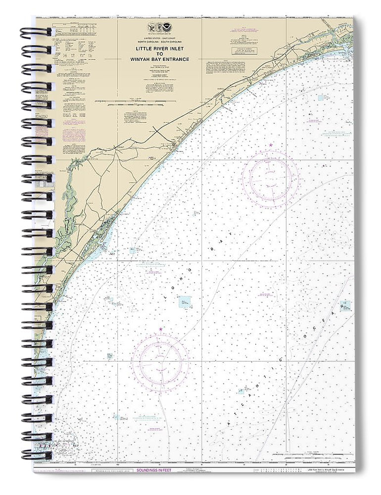 Nautical Chart 11535 Little River Lnlet Winyah Bay Entrance Spiral Notebook