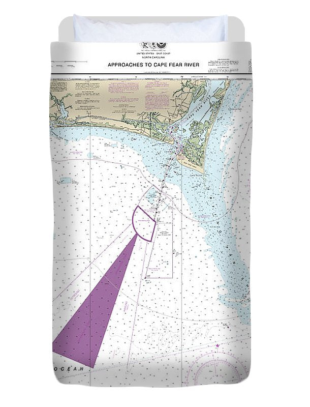 Nautical Chart-11536 Approaches-cape Fear River - Duvet Cover