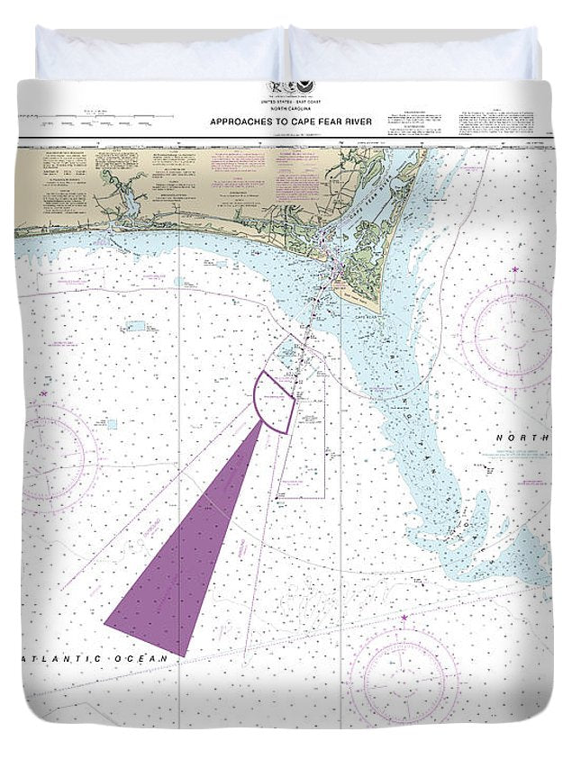 Nautical Chart-11536 Approaches-cape Fear River - Duvet Cover
