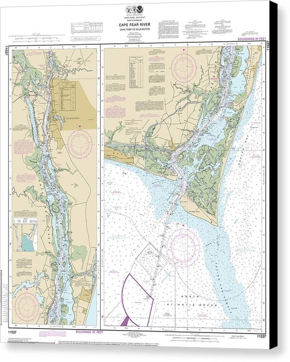 Nautical Chart-11537 Cape Fear River Cape Fear-wilmington - Canvas Print