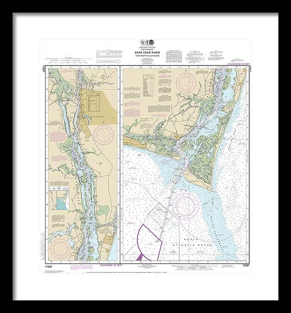 Nautical Chart-11537 Cape Fear River Cape Fear-wilmington - Framed Print