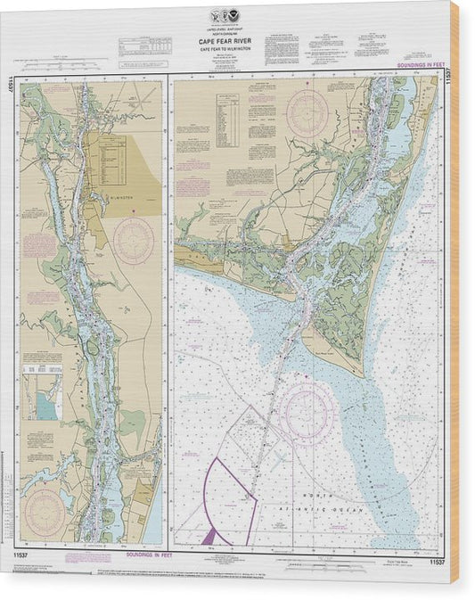 Nautical Chart-11537 Cape Fear River Cape Fear-Wilmington Wood Print