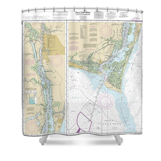 Nautical Chart 11537 Cape Fear River Cape Fear Wilmington Shower Curtain