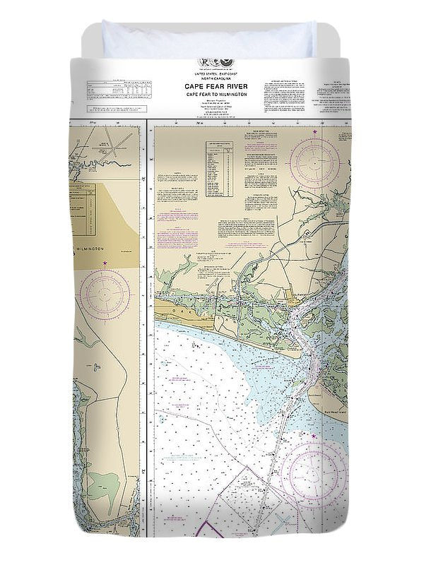 Nautical Chart-11537 Cape Fear River Cape Fear-wilmington - Duvet Cover