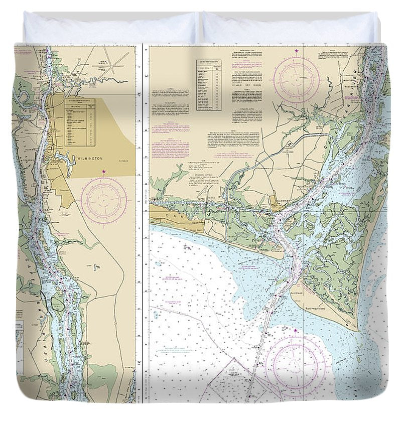 Nautical Chart 11537 Cape Fear River Cape Fear Wilmington Duvet Cover