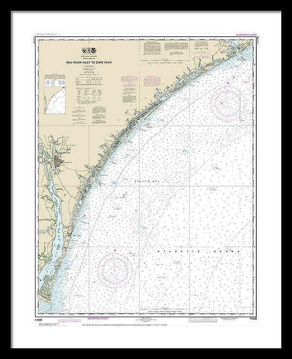 Nautical Chart-11539 New River Inlet-cape Fear - Framed Print