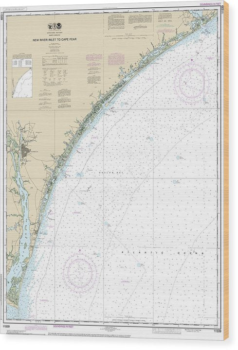 Nautical Chart-11539 New River Inlet-Cape Fear Wood Print