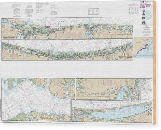 Nautical Chart-11541 Intracoastal Waterway Neuse River-Myrtle Grove Sound Wood Print