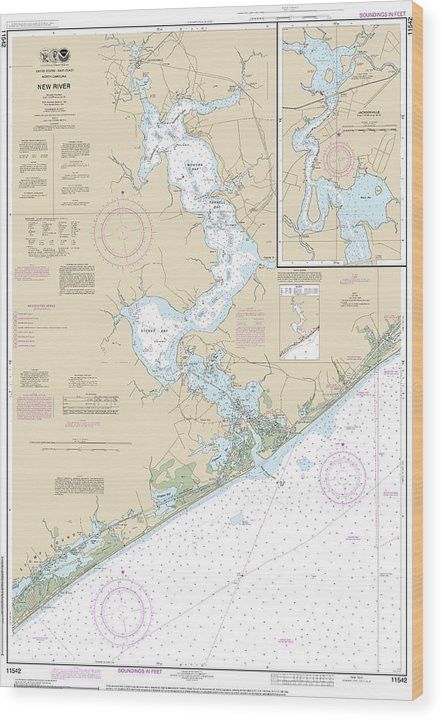 Nautical Chart-11542 New River, Jacksonville Wood Print