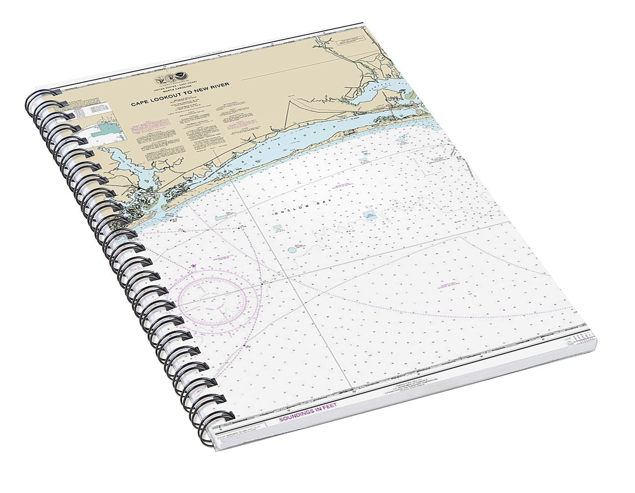 Nautical Chart-11543 Cape Lookout-new River - Spiral Notebook