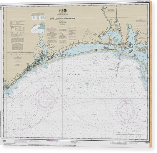 Nautical Chart-11543 Cape Lookout-New River Wood Print