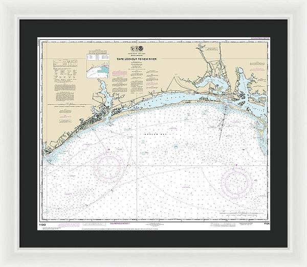 Nautical Chart-11543 Cape Lookout-new River - Framed Print