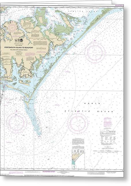 Nautical Chart-11544 Portsmouth Island-beaufort, Including Cape Lookout Shoals - Greeting Card