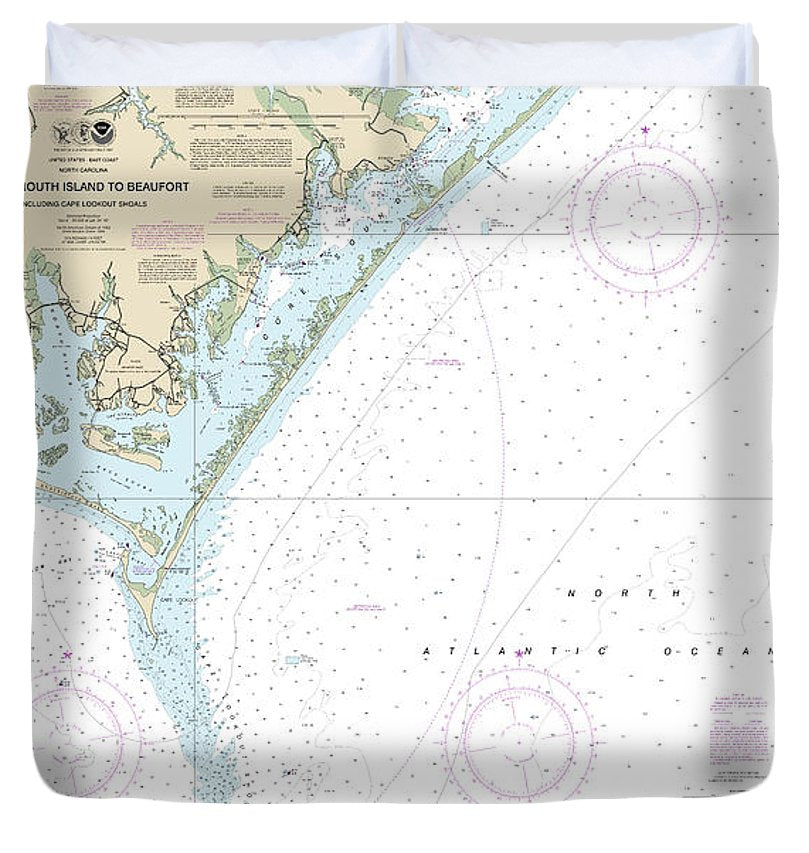 Nautical Chart 11544 Portsmouth Island Beaufort, Including Cape Lookout Shoals Duvet Cover