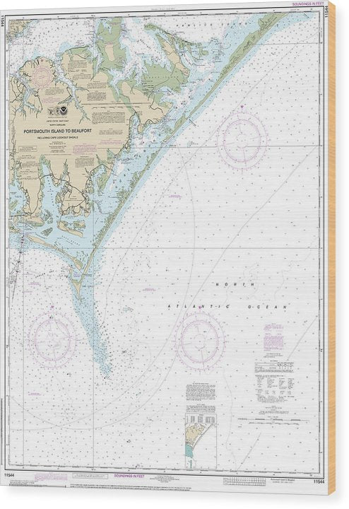 Nautical Chart-11544 Portsmouth Island-Beaufort, Including Cape Lookout Shoals Wood Print