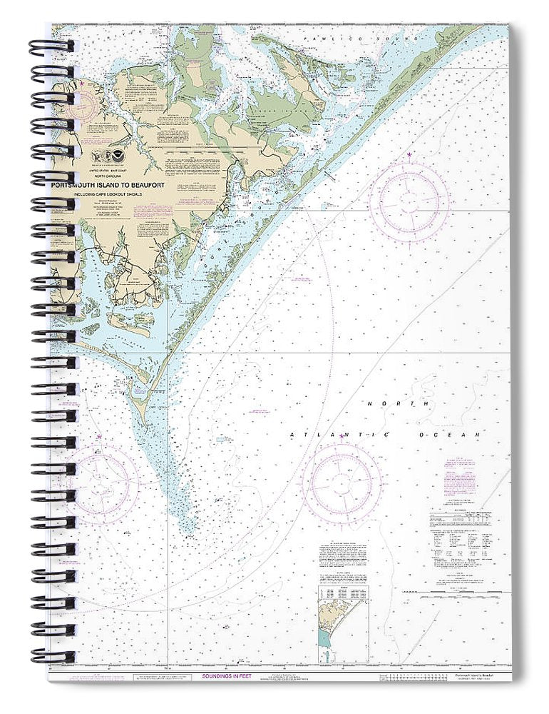 Nautical Chart 11544 Portsmouth Island Beaufort, Including Cape Lookout Shoals Spiral Notebook