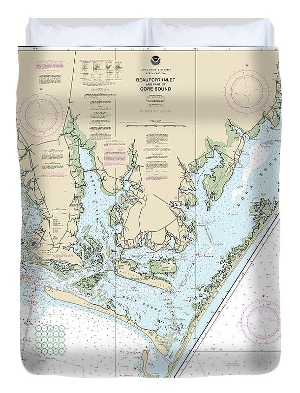 Nautical Chart-11545 Beaufort Inlet-part-core Sound, Lookout Bight - Duvet Cover