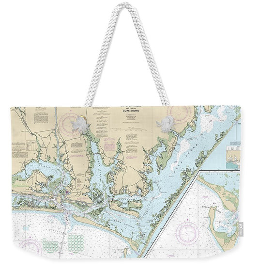 Nautical Chart-11545 Beaufort Inlet-part-core Sound, Lookout Bight - Weekender Tote Bag