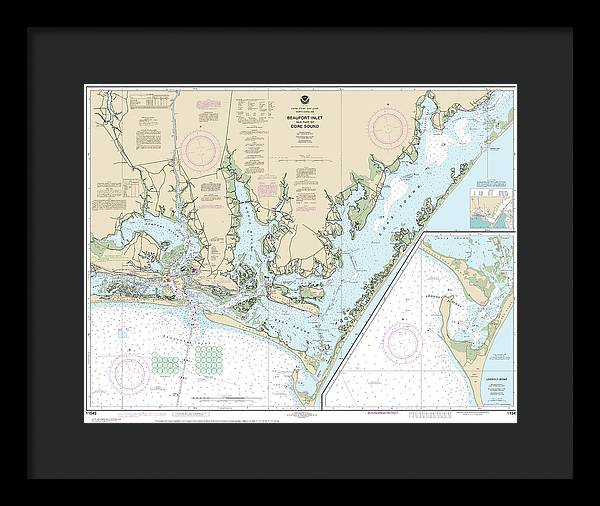 Nautical Chart-11545 Beaufort Inlet-part-core Sound, Lookout Bight - Framed Print