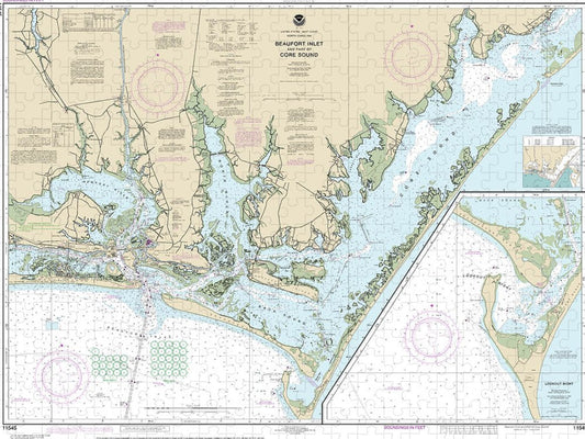 Nautical Chart 11545 Beaufort Inlet Part Core Sound, Lookout Bight Puzzle