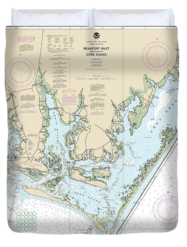 Nautical Chart-11545 Beaufort Inlet-part-core Sound, Lookout Bight - Duvet Cover