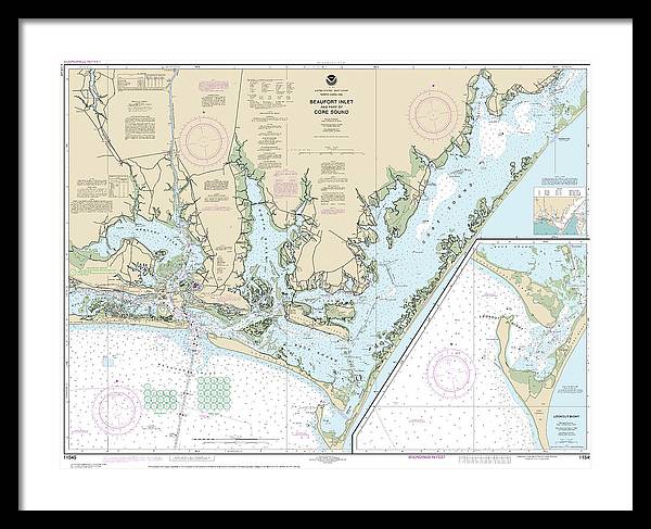 Nautical Chart-11545 Beaufort Inlet-part-core Sound, Lookout Bight - Framed Print
