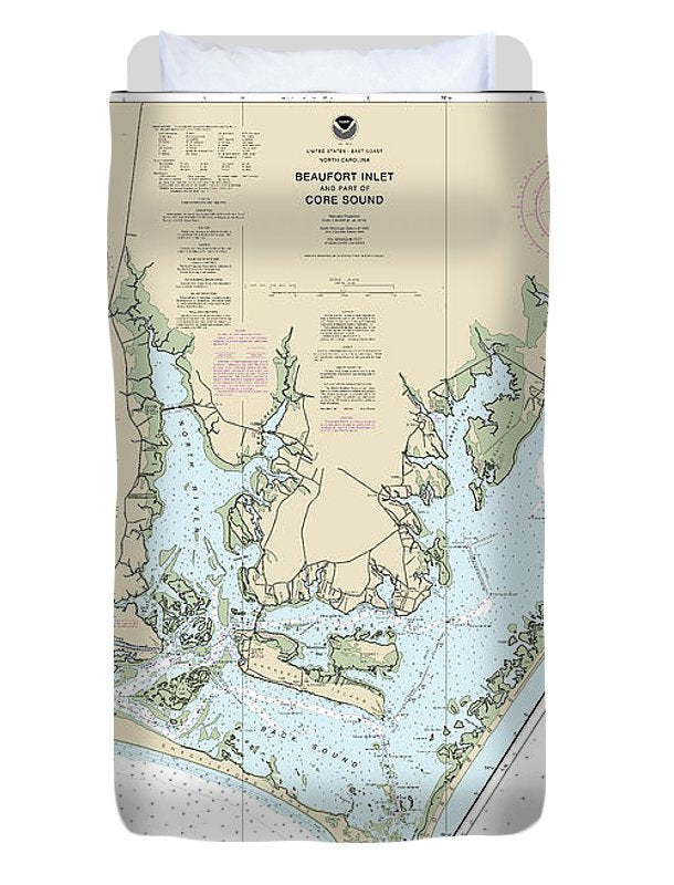 Nautical Chart-11545 Beaufort Inlet-part-core Sound, Lookout Bight - Duvet Cover