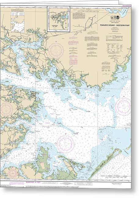 Nautical Chart-11548 Pamlico Sound Western Part - Greeting Card