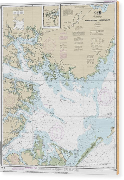 Nautical Chart-11548 Pamlico Sound Western Part Wood Print