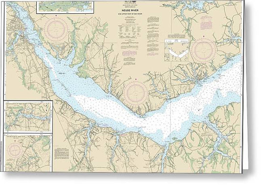 Nautical Chart-11552 Neuse River-upper Part-bay River - Greeting Card