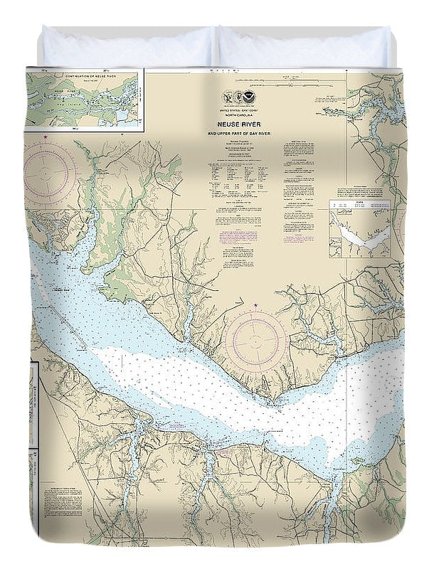 Nautical Chart-11552 Neuse River-upper Part-bay River - Duvet Cover